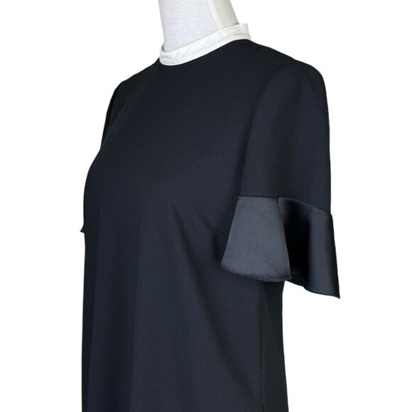 Red Valentino Black Ruffle Short Sleeve White Trim Collar Ruffle Hem Mini Dress - Picture 8 of 13